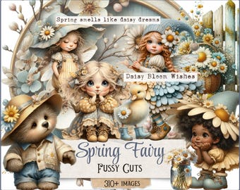 Recortes de Hadas de Primavera: Margaritas Efímeras para Diarios de Arte (Descarga Digital)