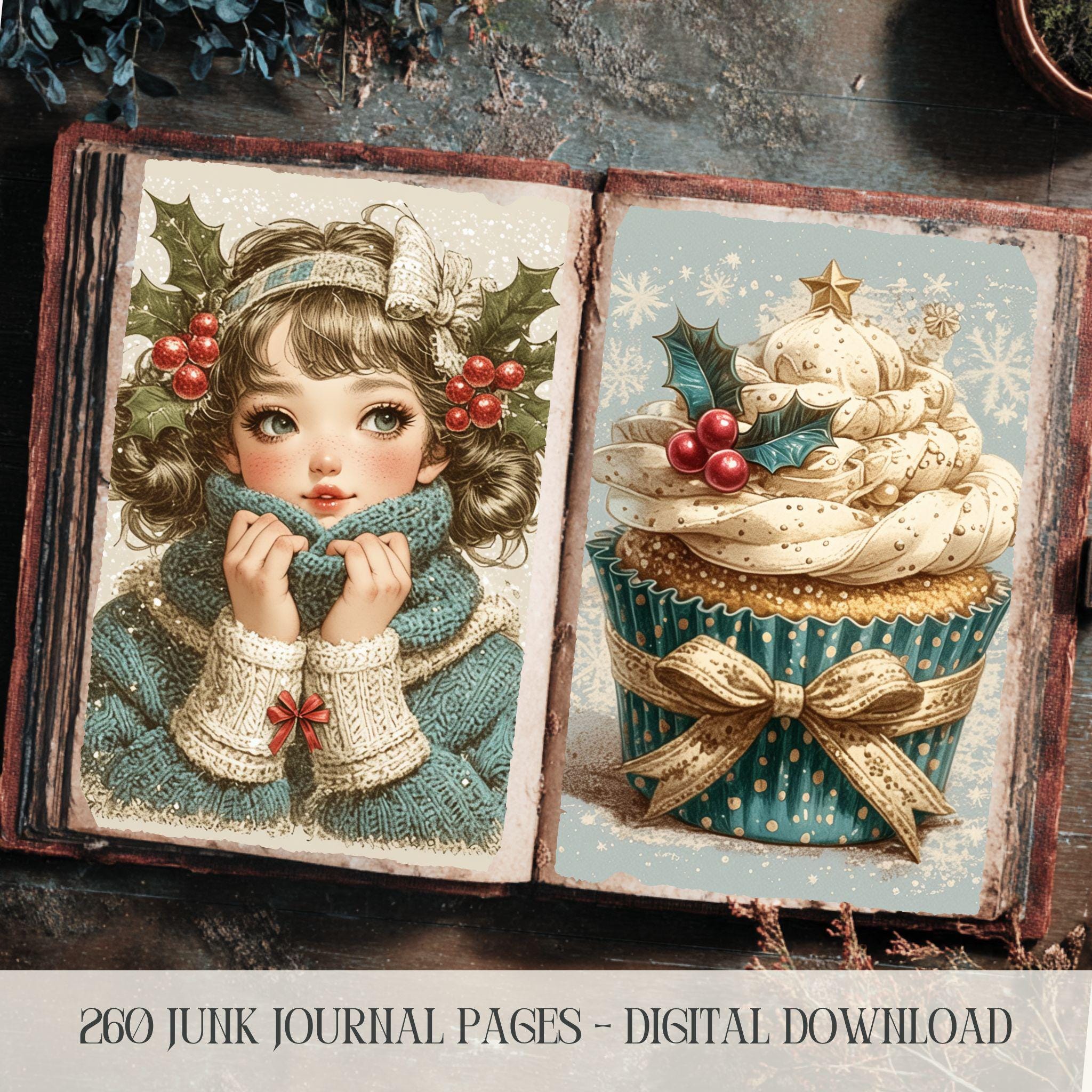 Vintage Christmas Junk Journal Kit – Whimsical Printable Ephemera Pages ...