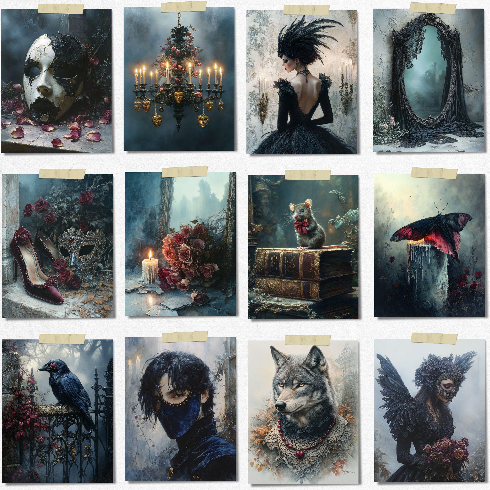 Gothic Masquerade Junk Journal Pages – Dark Romance Printable Ephemera ...