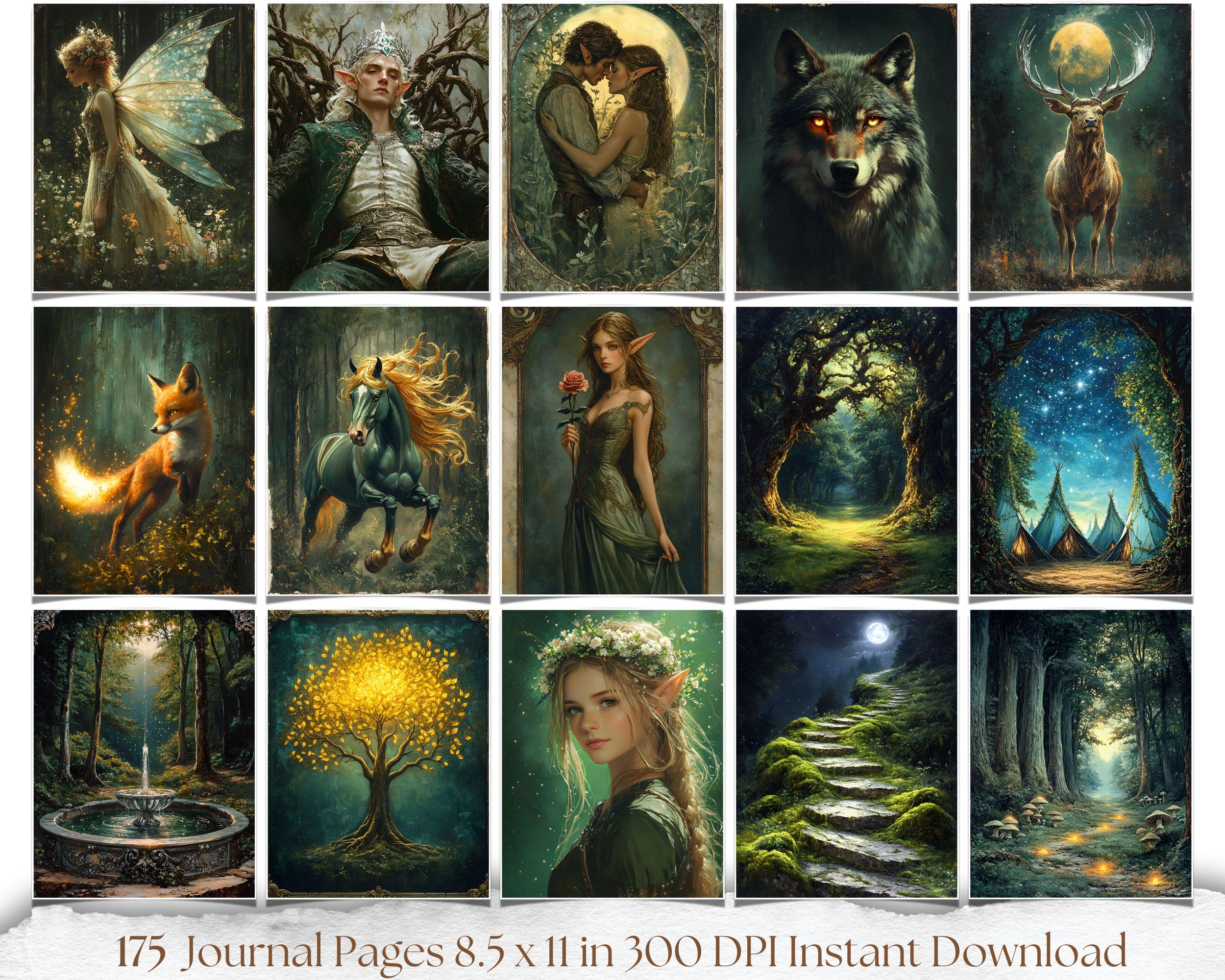 Elven Forest Junk Journal Pages – Dark Fantasy Woodland Printable Kit ...