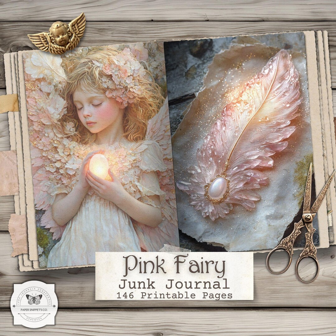 Pink Fairy Junk Journal Pages – Floral Printable Ephemera, Shabby Chic ...