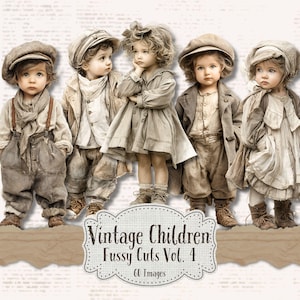 Vintage Children Fussy Cuts, Victorian Ephemera (Digital Download)