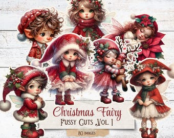 Christmas Fairy Fussy Cuts – Vintage Holiday Ephemera (Digital Download)