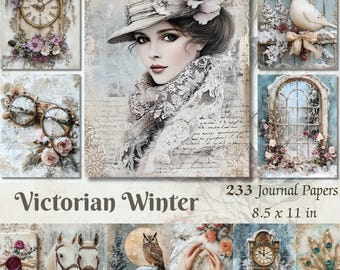 Kit de diario basura de invierno victoriano: Efímeras navideñas de estilo shabby chic (descarga digital)