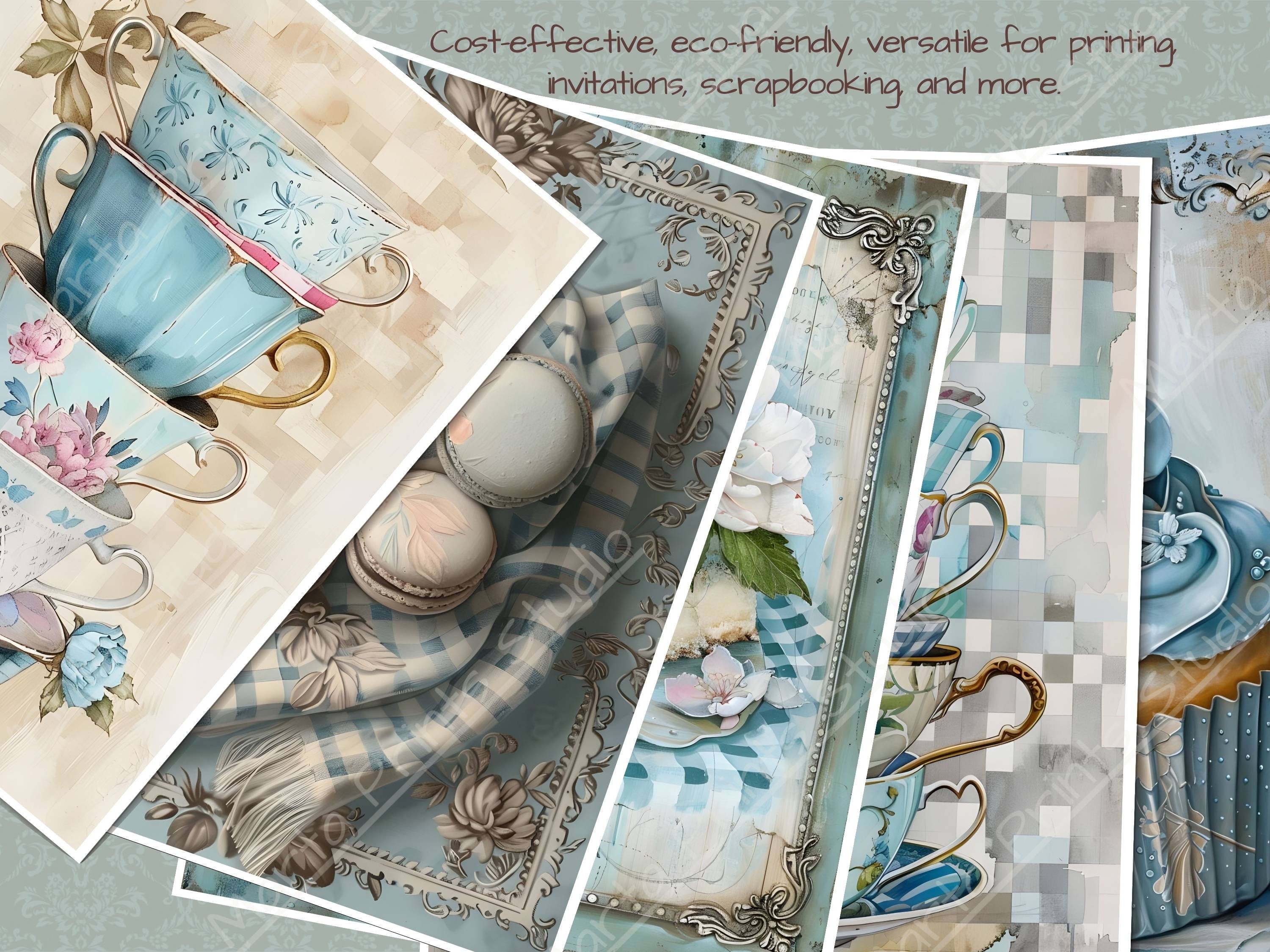 Vintage Tea Party Junk Journal Pages: Printable Shabby Chic Ephemera ...