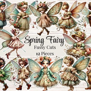 Fairy Fussy Cuts Stickers Fairy Printables Grillige Junk Journal Faerie Plakboek Benodigdheden Patchwork ATC Kaarten Maken Digitale Fairy Efemere