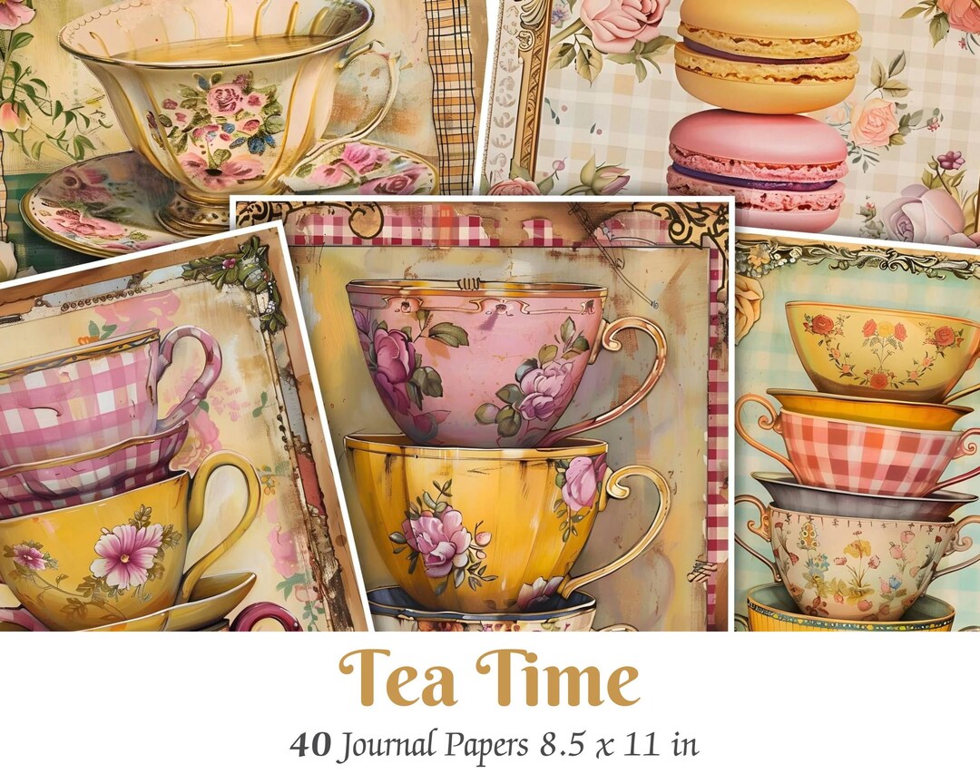 Tea Junk Journal Printable Pages, Vintage Scrapbook Kit, Tea Junk ...