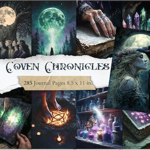 Coven Chronicles Junk Journal Pages Occult Witch Digital Papers Gothic Spellbook Dark Academia Grimoire Pages Mystical Witchcraft Ephemera