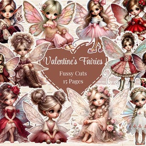 Valentine Fairy pietluttig Cuts Clipart Fairy Printables Grillige Junk Journal Plakboek Benodigdheden Kaarten Maken Tijdelijke Digitale Fee Uitgesneden