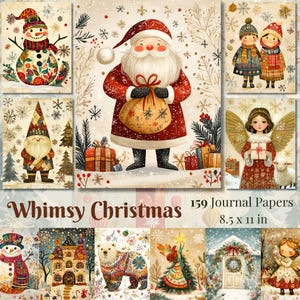 Whimsy Christmas Junk Journal Pages Whimsical Christmas Tree Printables Festive Scrapbooking Papers Santa Village Ephemera Digital Download