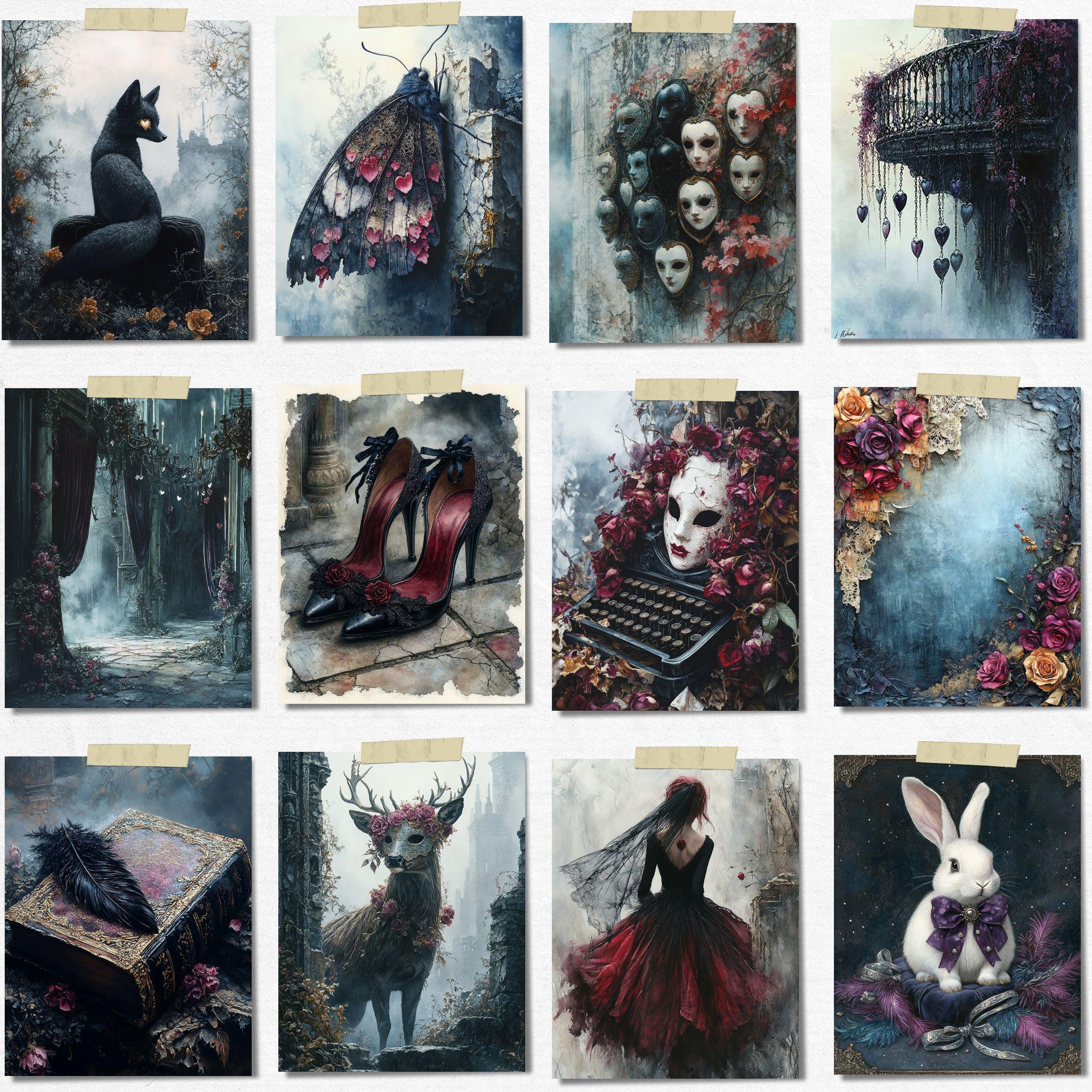 Gothic Masquerade Junk Journal Pages – Dark Romance Printable Ephemera ...