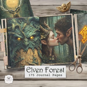 Elven Forest Junk Journal Pages – Dark Fantasy Woodland Printable Kit (Digital Download)