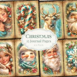 Christmas Junk Journal Kit Vintage Christmas Printables Festive Scrapbooking Holiday Junk Journal Pages Christmas Digital Papers Santa Xmas
