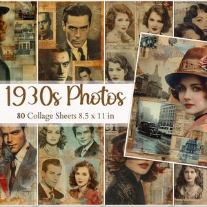 1930s Vintage Fotos Ephemera Retro Portrait Printables Antique Scrapbooking Vintage Collage Sheet Alte Fotos Ephemera 1930s Digitale Papiere