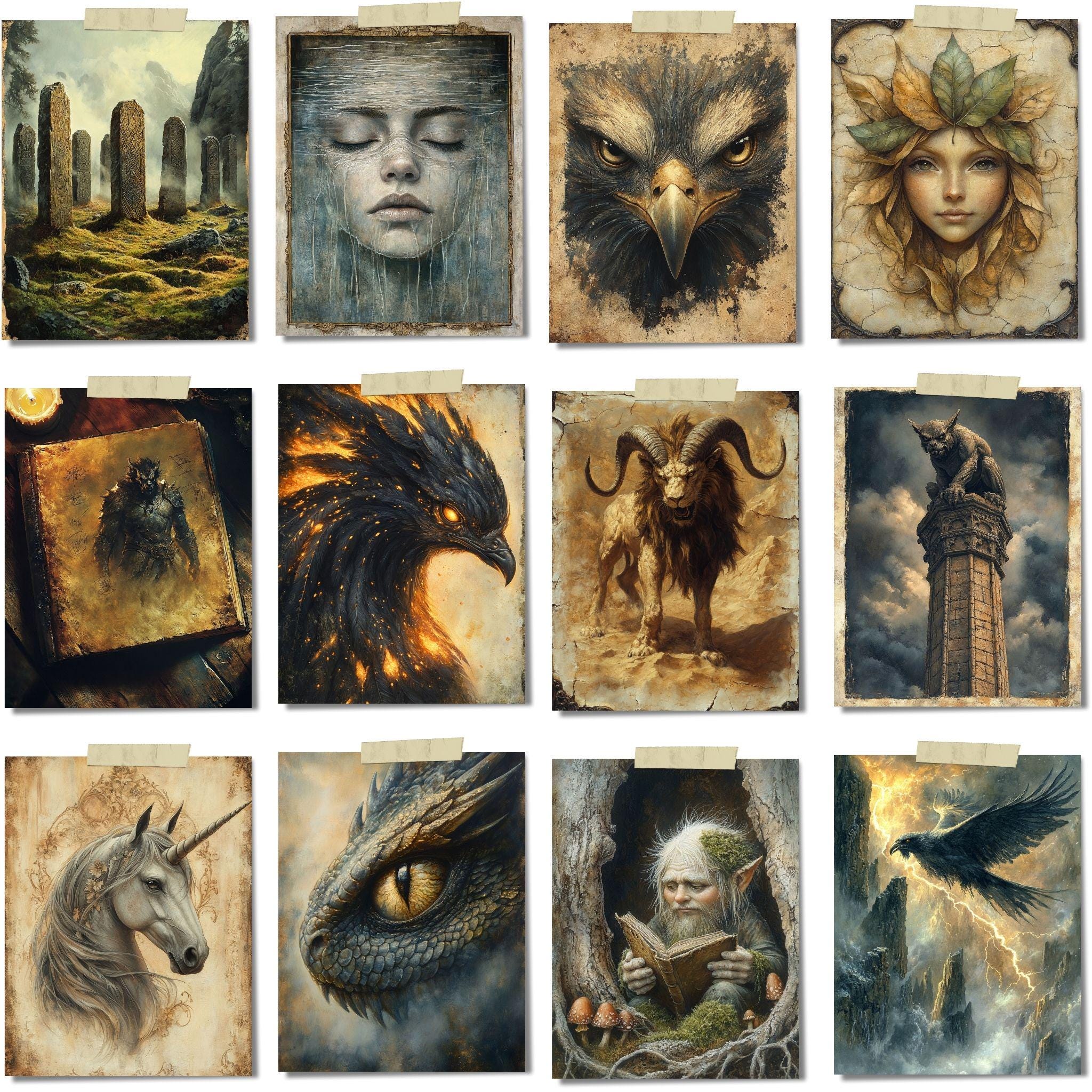 Legendary Creatures Junk Journal Pages – Fantasy Printable Kit ...
