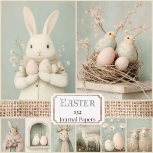 Easter Junk Journal Pages Vintage Easter Printables Spring Scrapbooking Supplies Easter Digital Papers Easter Bunny Ephemera Spring Collage