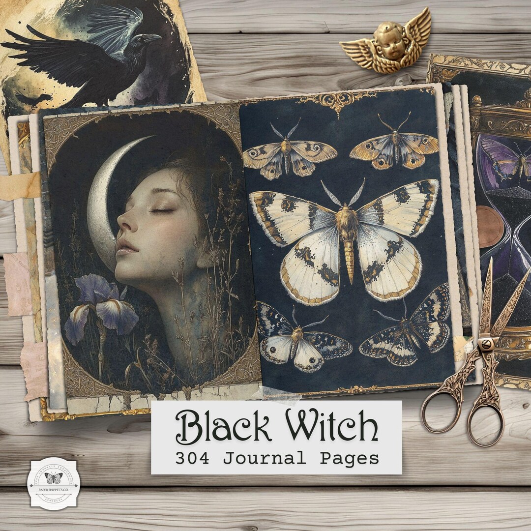 Black Witch Junk Journal Kit: Gothic Occult Printable Ephemera (digital ...