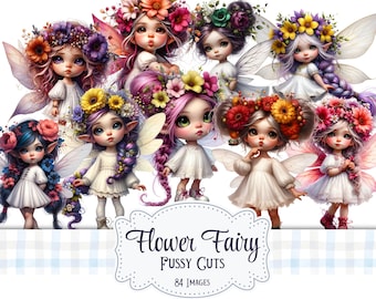 Flower Fairy Fussy Cuts: Cottagecore Scrapbook Ephemera (Digital Download)