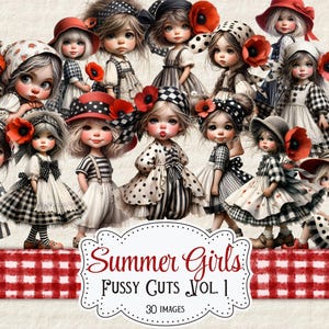 Zomer meisjes kieskeurig printables cottage girl printables grillig meisje junk dagboek afdrukbare plakboek benodigdheden kaarten maken digitale zomer ephemera
