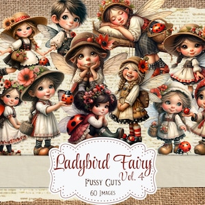 Coccinella Fata Fussy Cuts Fata Stravagante Diario Stampabile Coccinella Magica Scrapbook Forniture per Creazione di Biglietti Coccinella Digitale Effimera