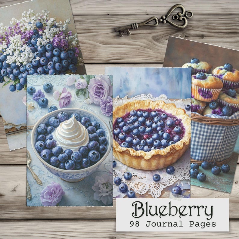 Blueberry Junk Journal Pages: Vintage Fruit Ephemera (digital Download ...