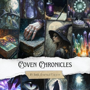 Coven Chronicles Junk Journal Pages Occult Witch Digital Papers Gothic Spellbook Dark Academia Grimoire Pages Mystical Witchcraft Ephemera