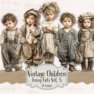 Vintage Children Ephemera, Victorian Cutouts for Junk Journals (Digital Download)