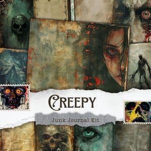 Creepy Junk Journal Pages Oddities Scrapbook Supplies Haunted Collage Sheets Vintage Horror Printables Spooky Digital Papers Gothic Ephemera