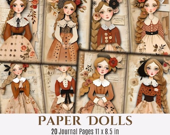 Vintage Paper Dolls Junk Journal Pages: Retro Ephemera (Digital Download)