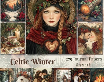 Celtic Winter Junk Journal Kit: Vintage Witch Ephemera (Digital Download)