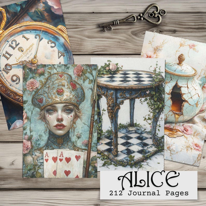 Alice in Wonderland Junk Journal Pages – Tea Party, Shabby Chic ...