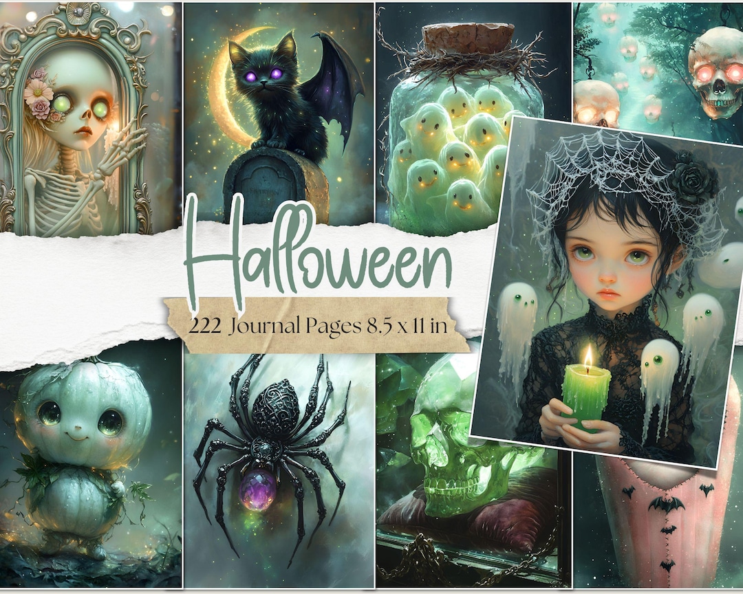 Halloween Junk Journal Kit, Gothic Printable Pages, Spooky Ephemera ...