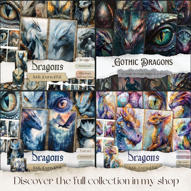 Dragon Junk Journal Kit: Mystical Ephemera, Medieval Pages (Digital Download) image 10