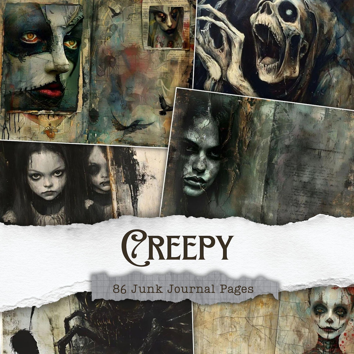 Creepy Junk Journal Kit: Gothic Horror Scrapbook Pages (digital ...