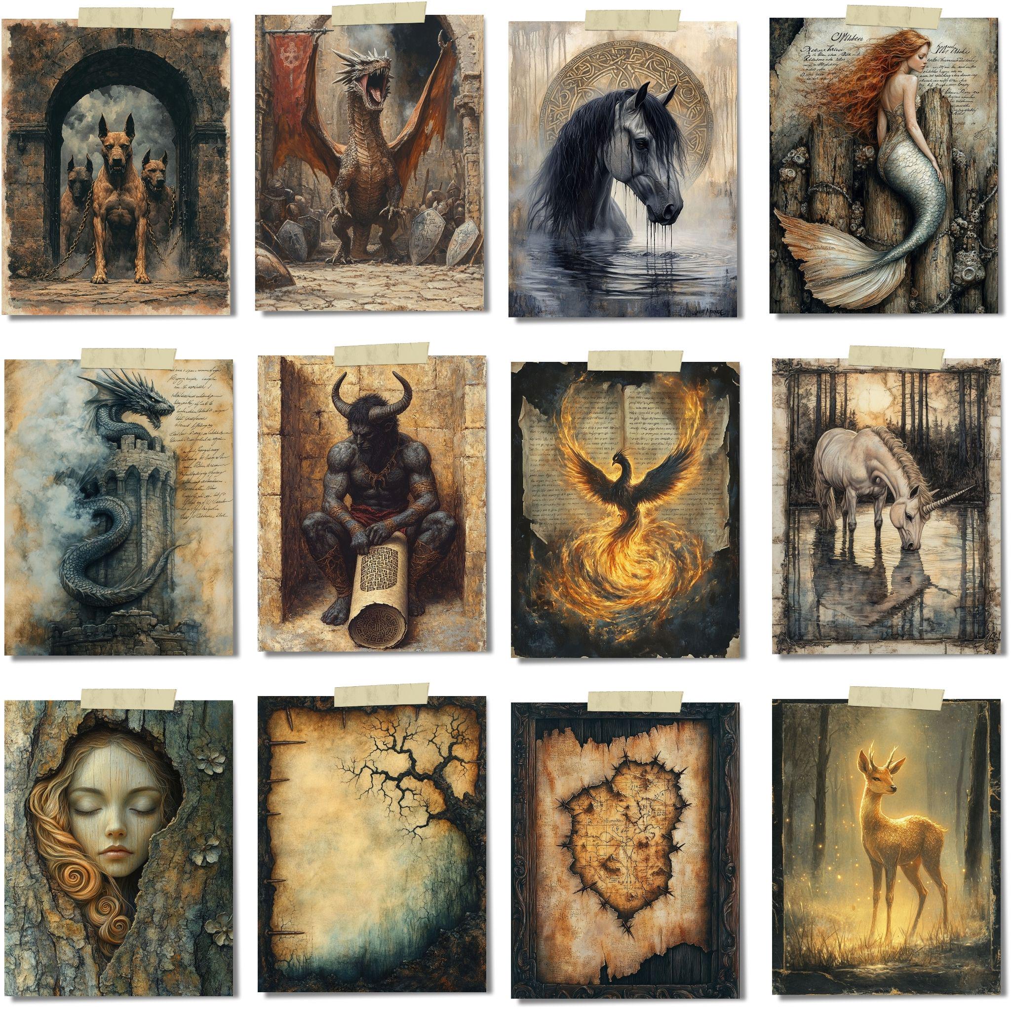 Legendary Creatures Junk Journal Pages – Fantasy Printable Kit ...