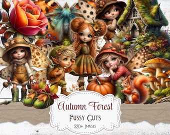 Autumn Fairy Fussy Cuts | Whimsical Ephemera (Digital Download)