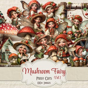 Fée champignon coupes pointues Fée de la forêt lunatique journal indésirable imprimable Scrapbook champignon fournitures fabrication de cartes éphémères forestiers numériques