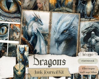 Dragon Junk Journal Kit: Mystical Ephemera, Medieval Pages (Digital Download)