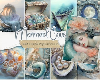 Mermaid Cove Junk Journal Kit: Fantasy Ocean Ephemera (240 Pages, Digital Download)