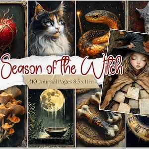 Witch Junk Journal Pages Autumn Magic Digital Papers Dark Witchy Printable Scrapbook Gothic Grimoire Pages Mystical Witchcraft Ephemera