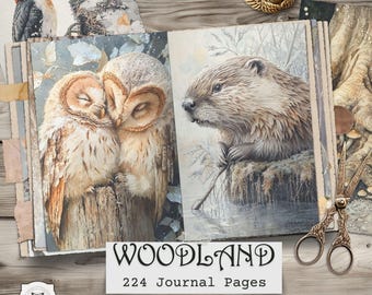 Woodland Junk Journal Pages - Animals Printable, Nature Ephemera, Forest Digital Papers (Digital Download)