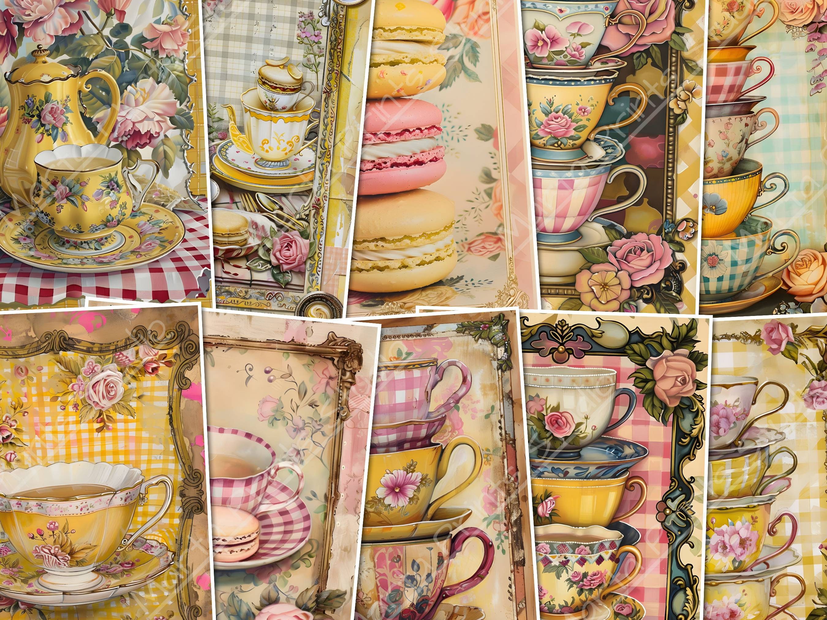 Tea Junk Journal Printable Pages, Vintage Scrapbook Kit, Tea Junk ...