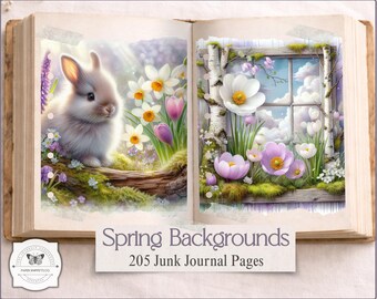 Spring Easter Backgrounds – Cottagecore Floral Digital Papers, Fairy Garden Junk Journal Pages, Digital Download