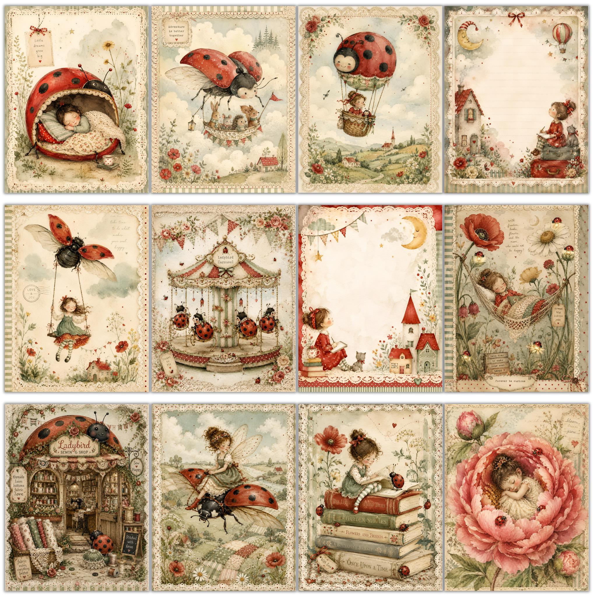 Ladybug Junk Journal Pages – Whimsical Ladybird Printable Papers ...