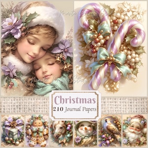 Christmas Junk Journal Kit Christmas Printables Festive Scrapbooking Paper Holiday Junk Journal Pages Christmas Backgrounds Digital Download