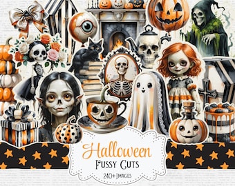 Halloween Fussy Cuts: 240+ Spooky Ephemera, Junk Journal Kit (Digital Download)