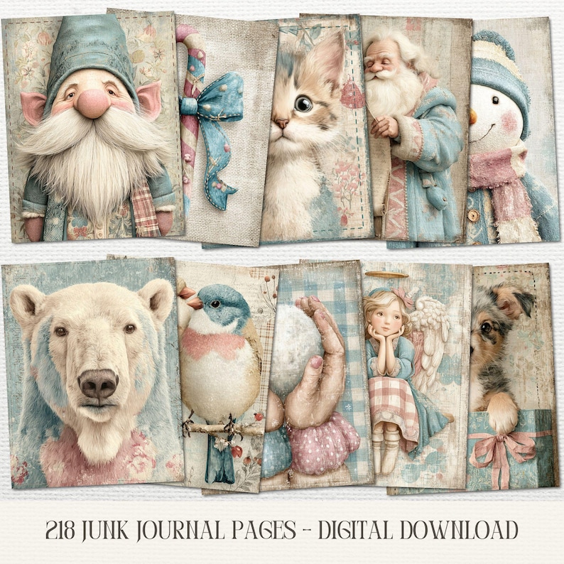 Pastel Christmas Junk Journal Kit – Shabby Chic Winter Ephemera ...