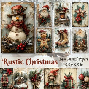 Páginas imprimíveis de diário de Natal vitoriano vintage, kit de papel para scrapbook, itens rústicos, download digital, imprimíveis de Natal