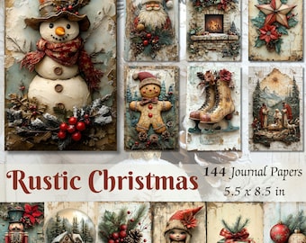 Vintage Christmas Junk Journal Pages: Rustic Ephemera, Festive Scrapbooking (Digital Download)