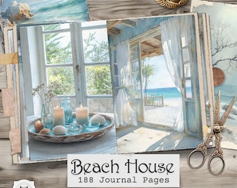 Beach House Junk Journal Pages, Coastal Cottagecore Ephemera (Digital Download)